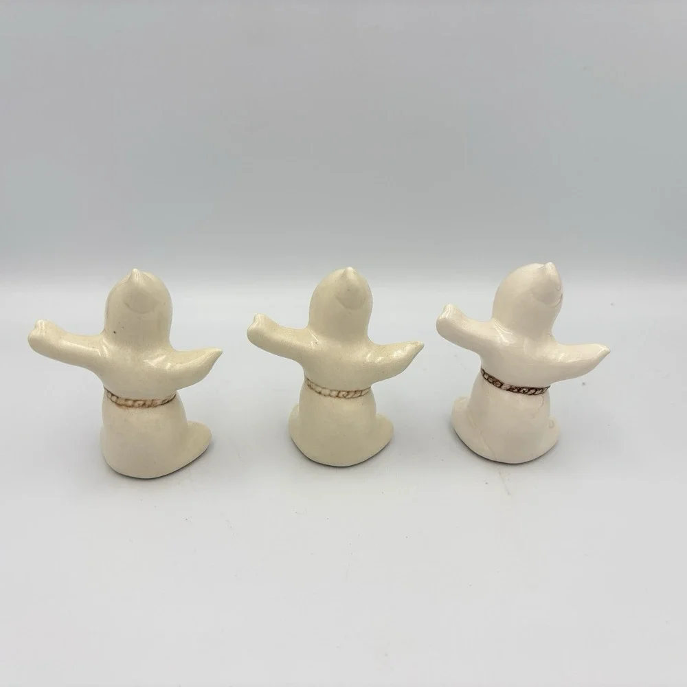 VTG Halloween Ceramic Faceless Ghost Figurines Set Of 3 Spooky Cute Decor
